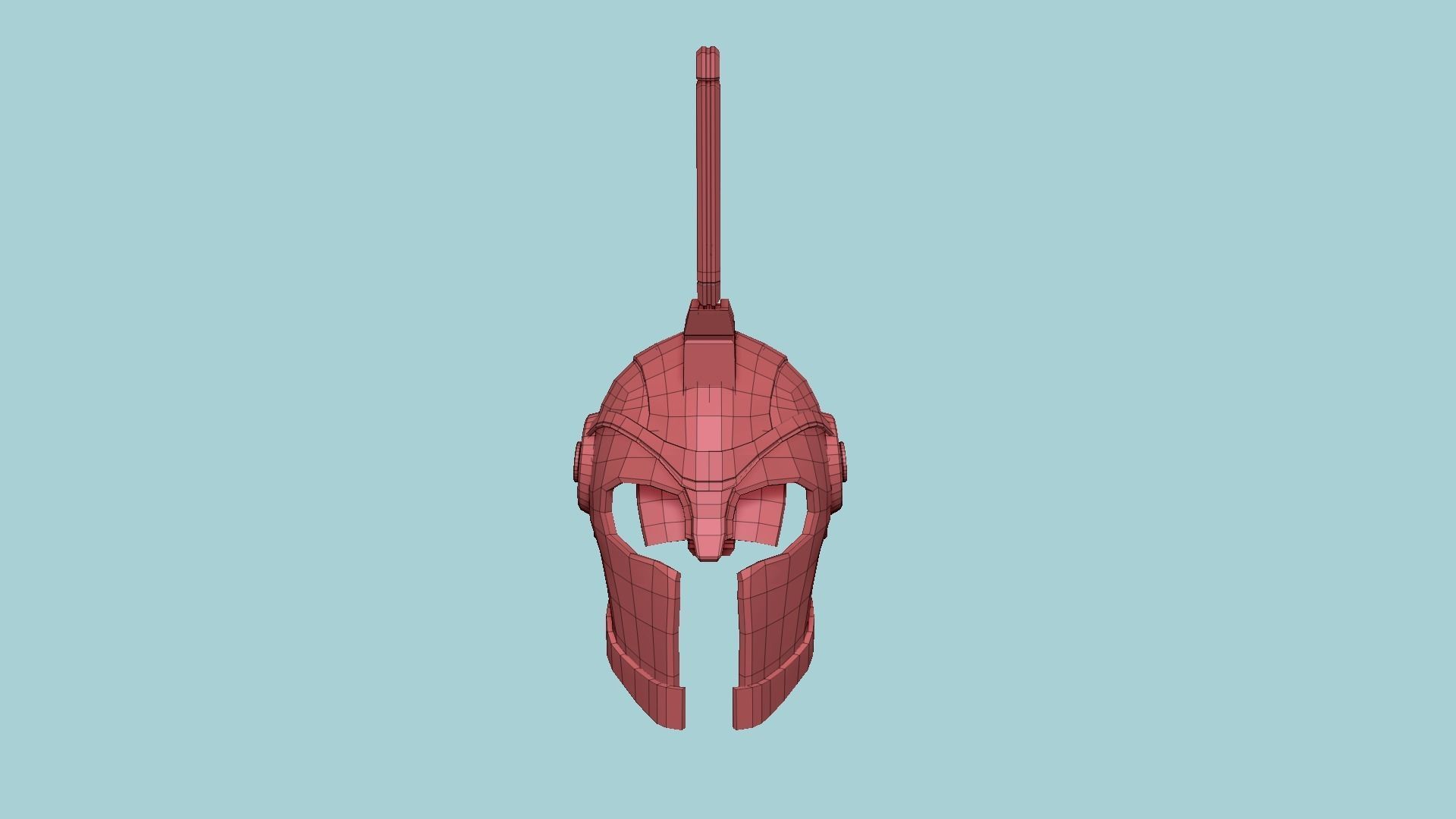 SciFi Spartan Helmet 06 Red Medic - Character Design Low-poly 3D model_12