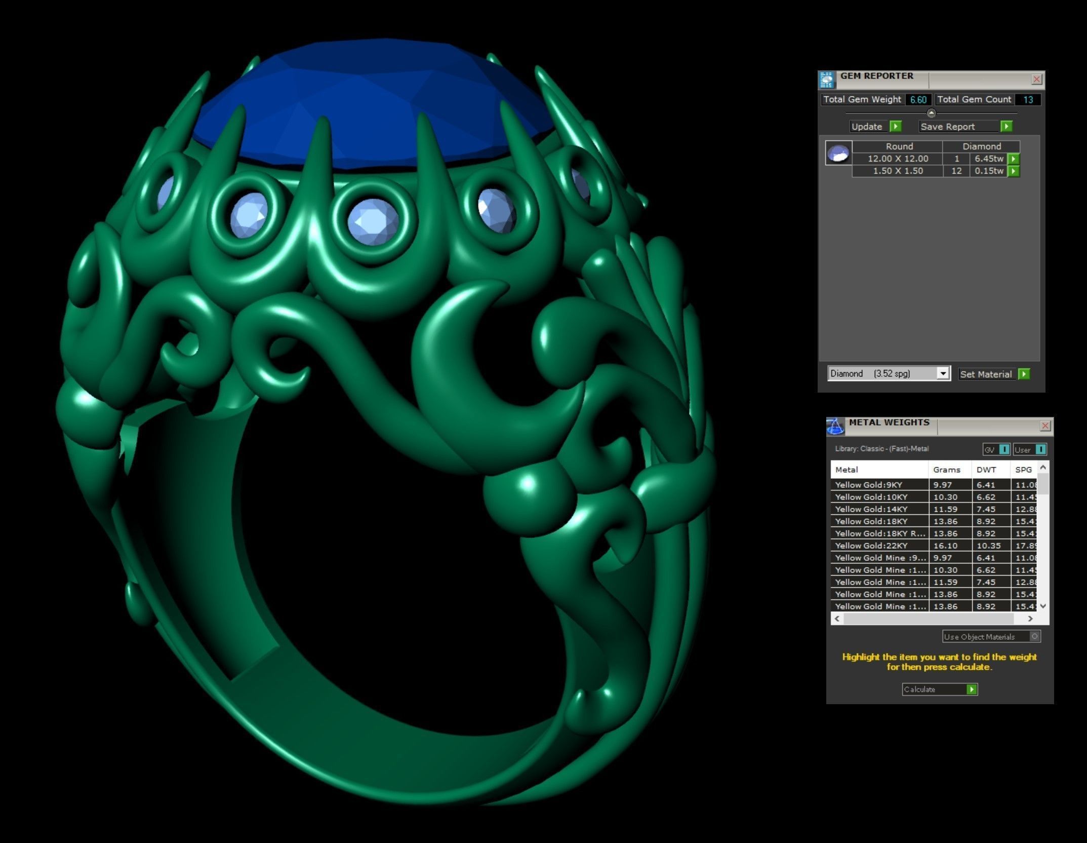 Lady Coktail Ring 3D print model_5