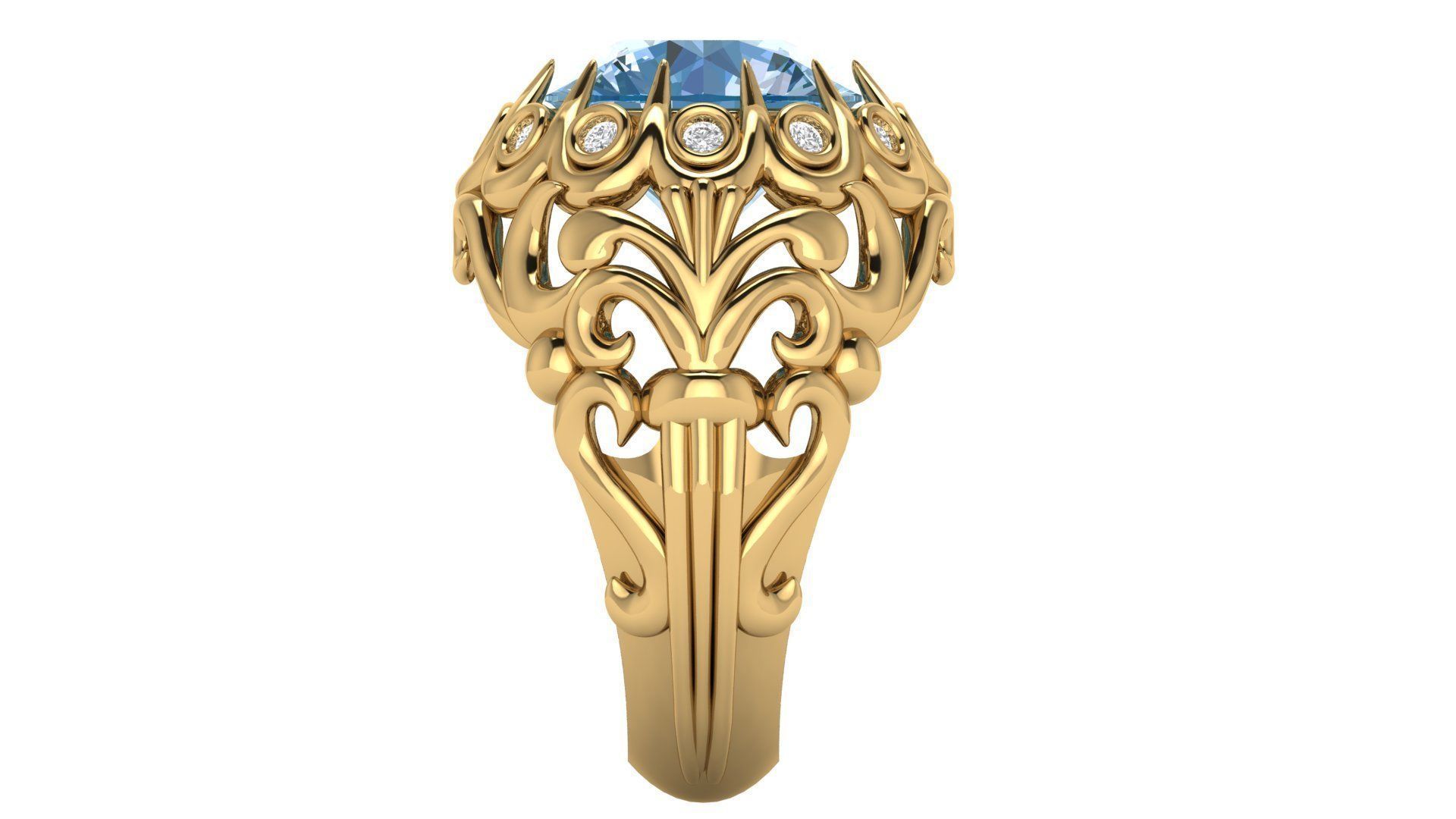 Lady Coktail Ring 3D print model_1