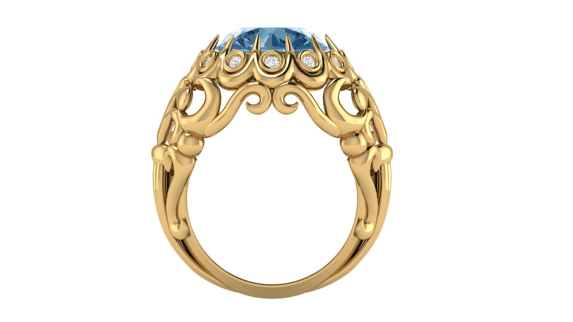 Lady Coktail Ring 3D print model_4