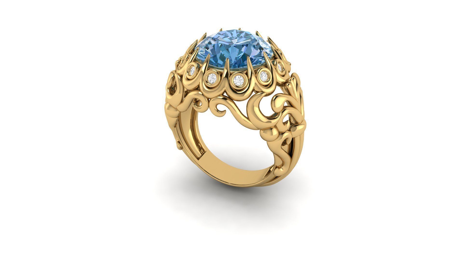 Lady Coktail Ring 3D print model_3