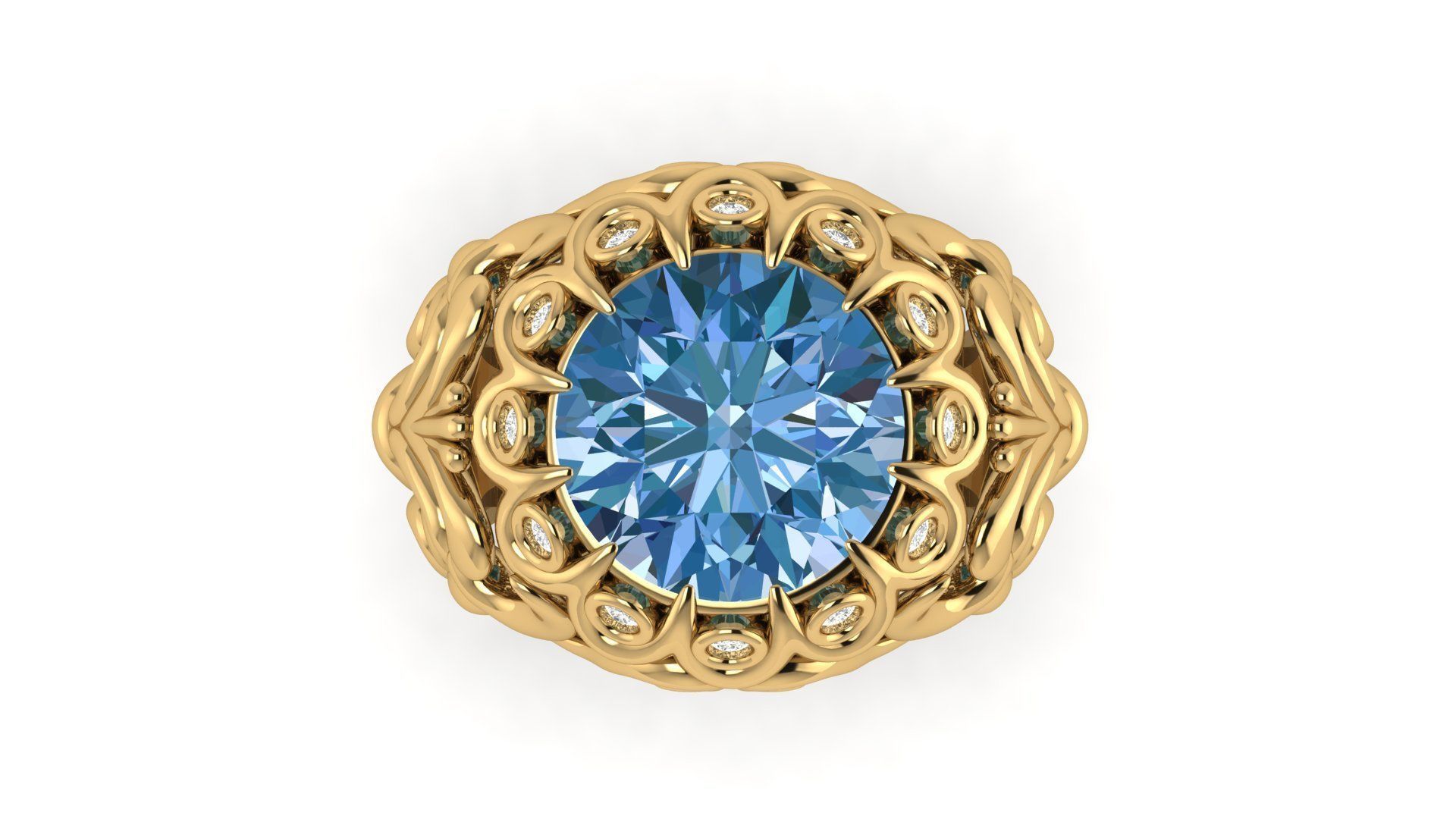 Lady Coktail Ring 3D print model_2