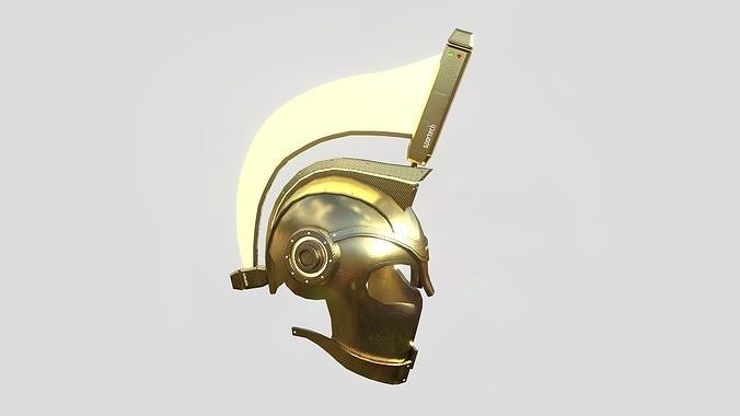 SciFi Spartan Helmet 08 Gold - Character Design Low-poly 3D model