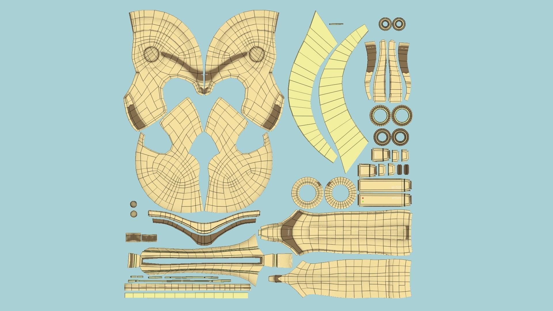 SciFi Spartan Helmet 08 Gold - Character Design Low-poly 3D model_5