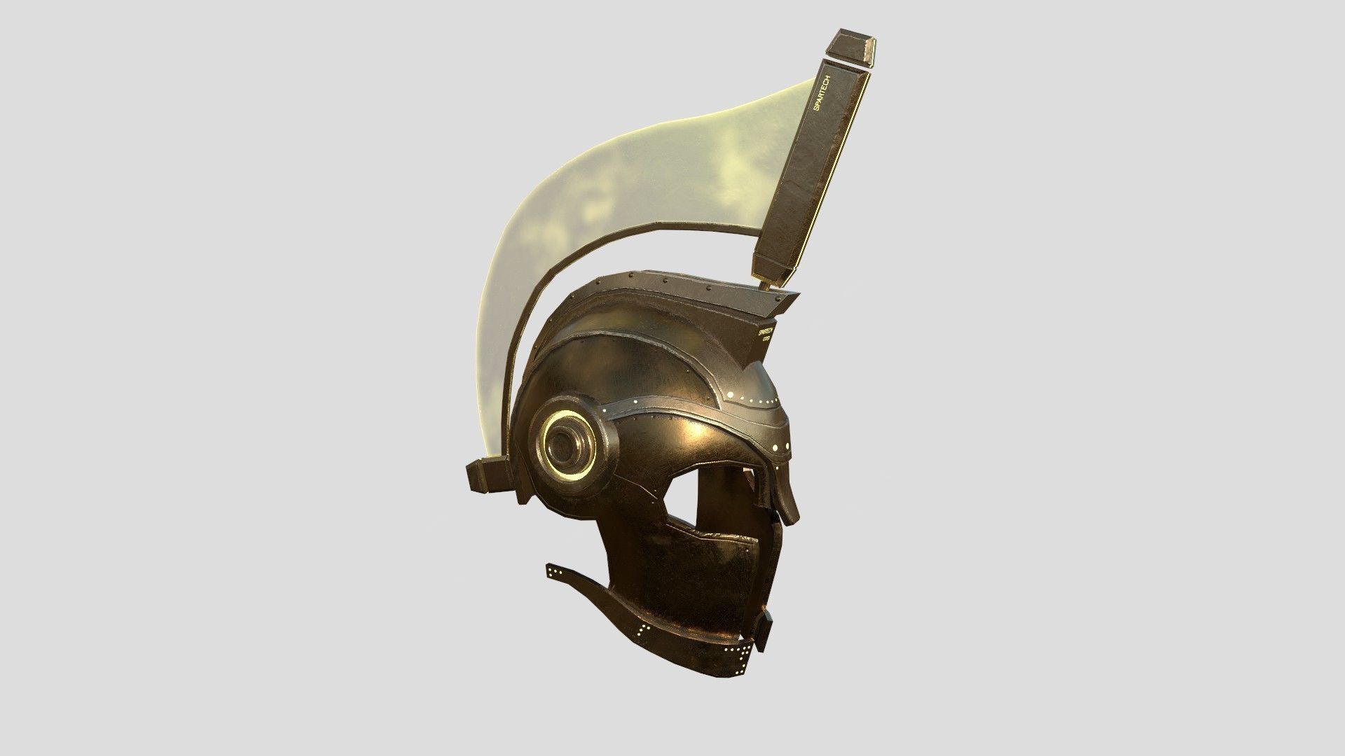 SciFi Spartan Helmet 08 Gold - Character Design Low-poly 3D model_7