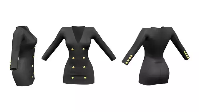 V-Neck Dress With Buttons