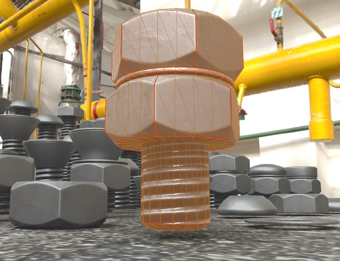 Nut and Bolt Package 4 Basic Version   Low-poly 3D model_7