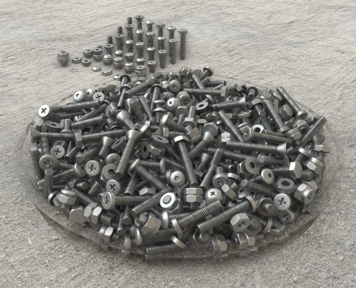 Nut and Bolt Package 4 Basic Version   Low-poly 3D model_17