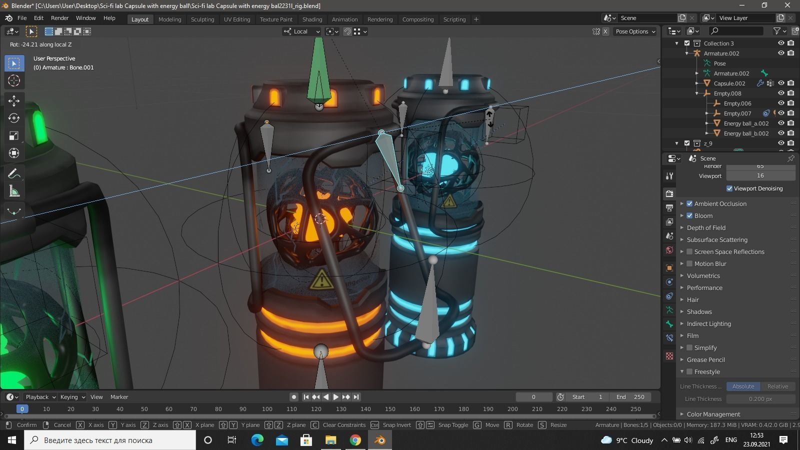 Sci-fi lab Capsule with energy ball Low-poly 3D model_15