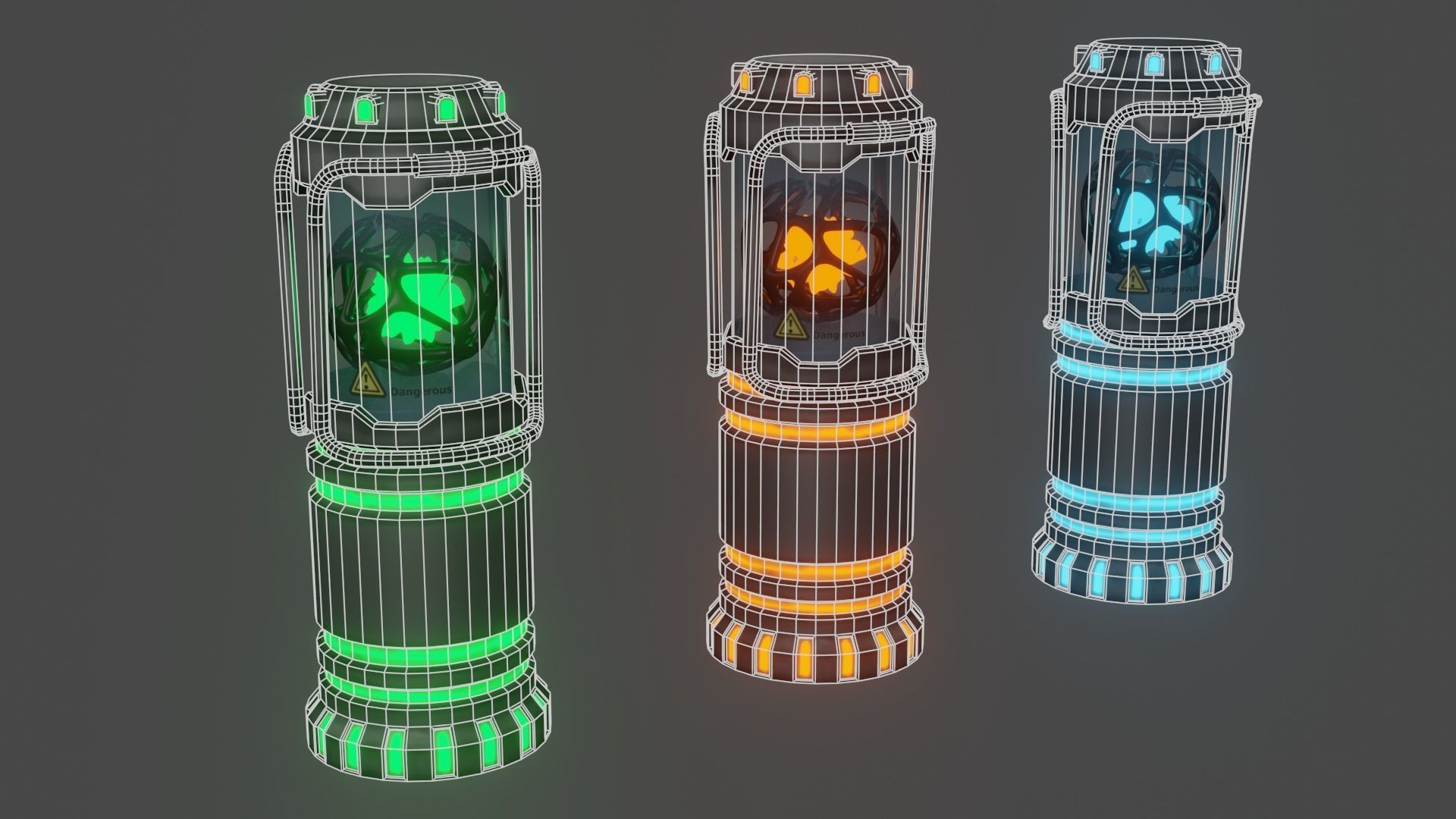 Sci-fi lab Capsule with energy ball Low-poly 3D model_5