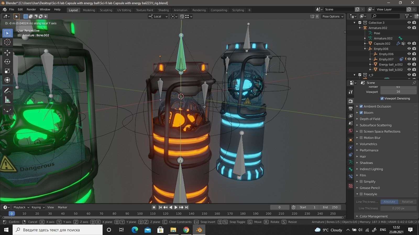 Sci-fi lab Capsule with energy ball Low-poly 3D model_14
