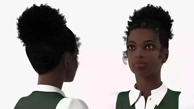 Black Teenage Schoolgirl T Pose 3D model