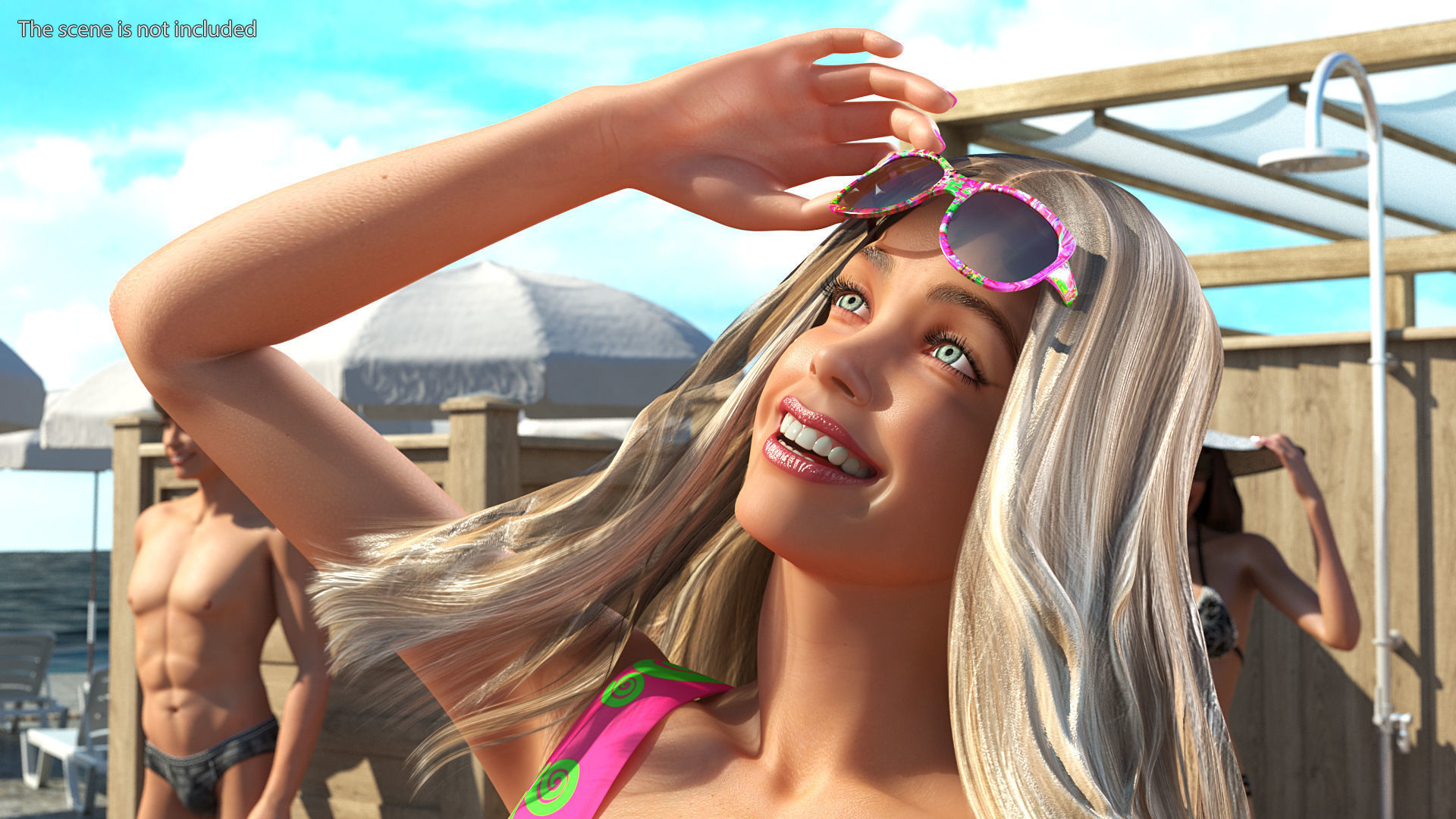 Teenage Girl Beach Outfits Rigged 3D model_13