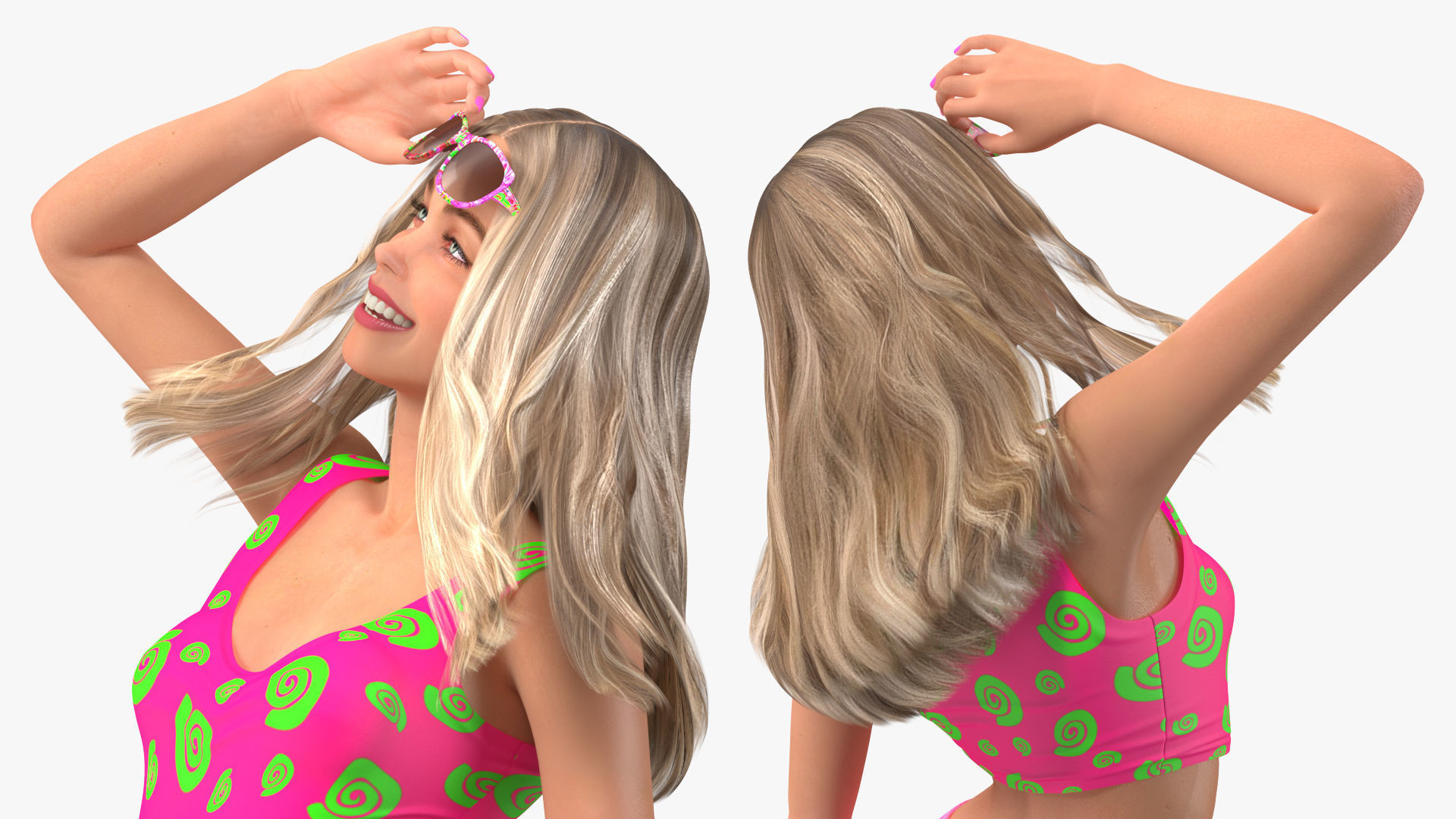 Teenage Girl Beach Outfits Rigged 3D model_18