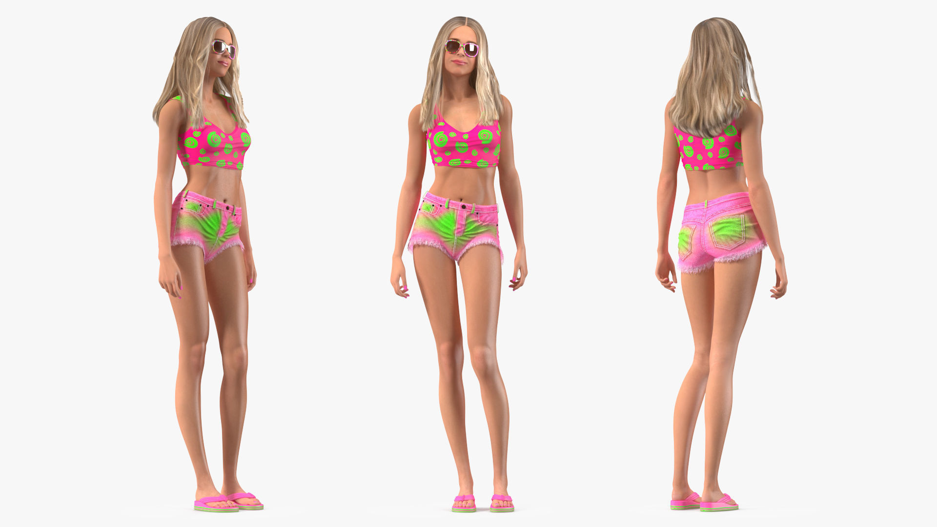 Teenage Girl Beach Outfits Rigged 3D model_15