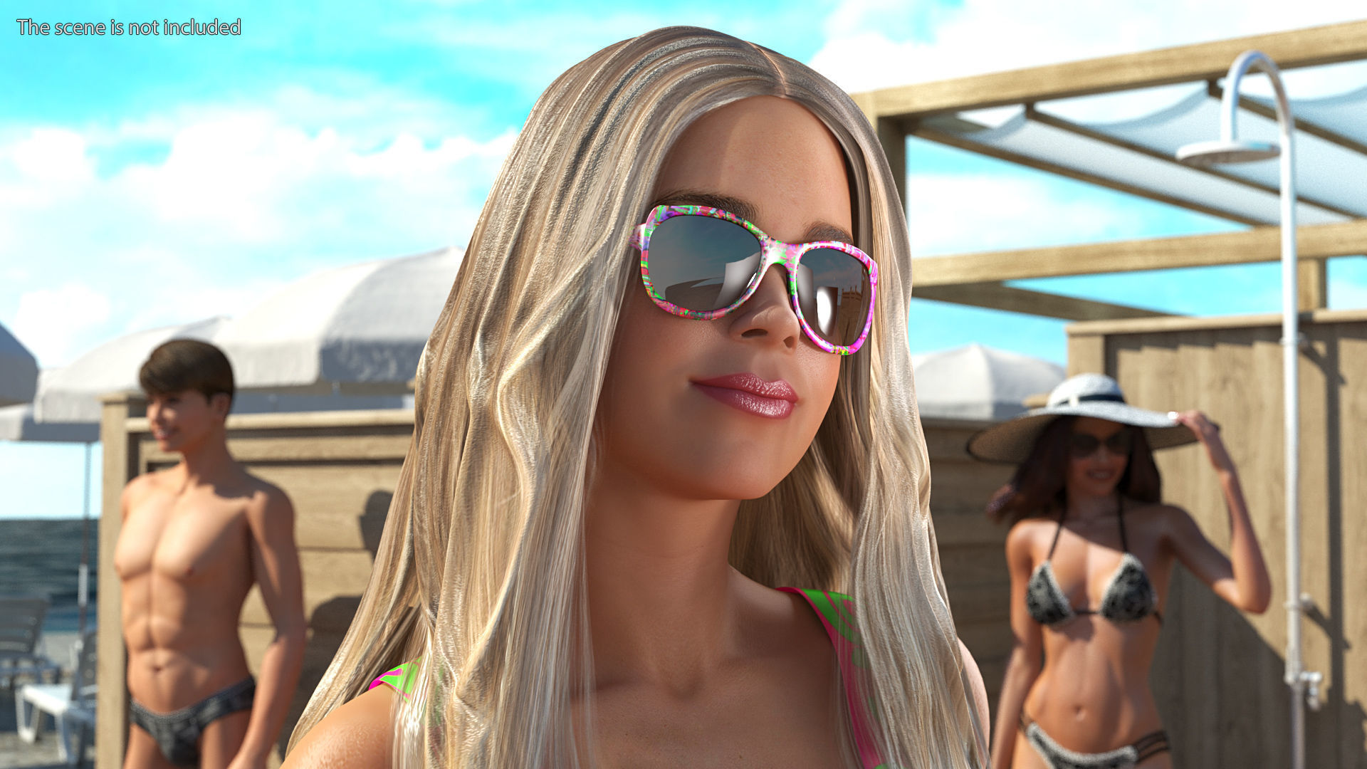 Teenage Girl Beach Outfits Rigged 3D model_12