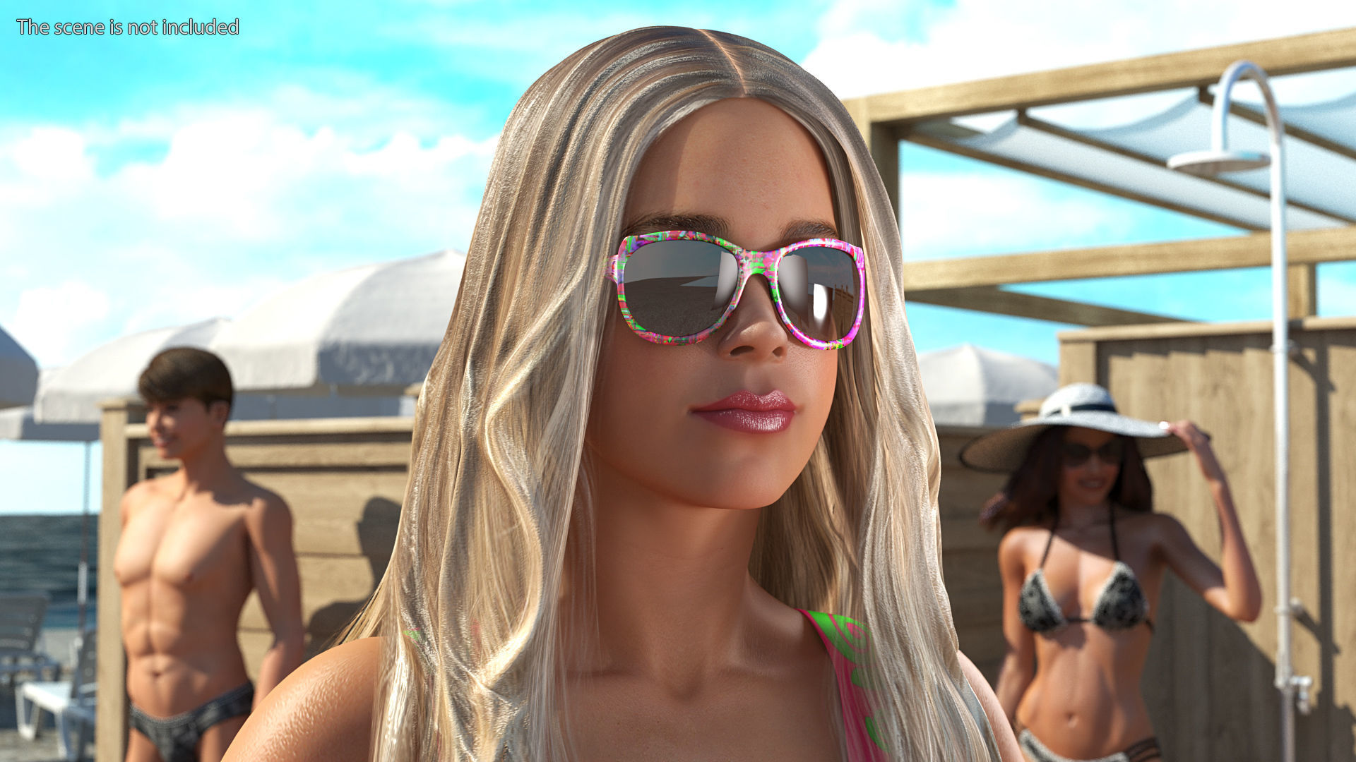 Teenage Girl Beach Outfits Rigged 3D model_10