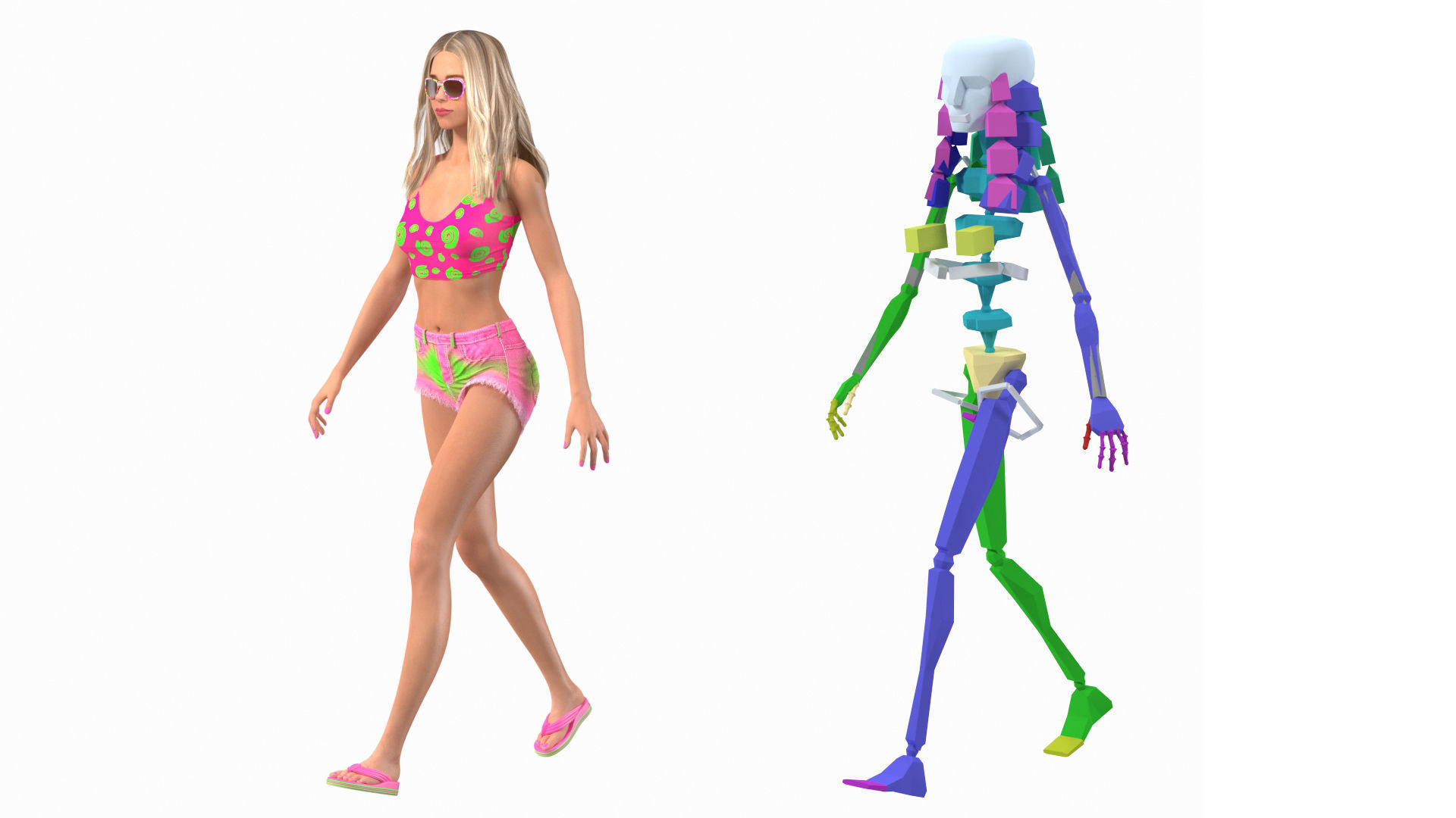 Teenage Girl Beach Outfits Rigged 3D model_33