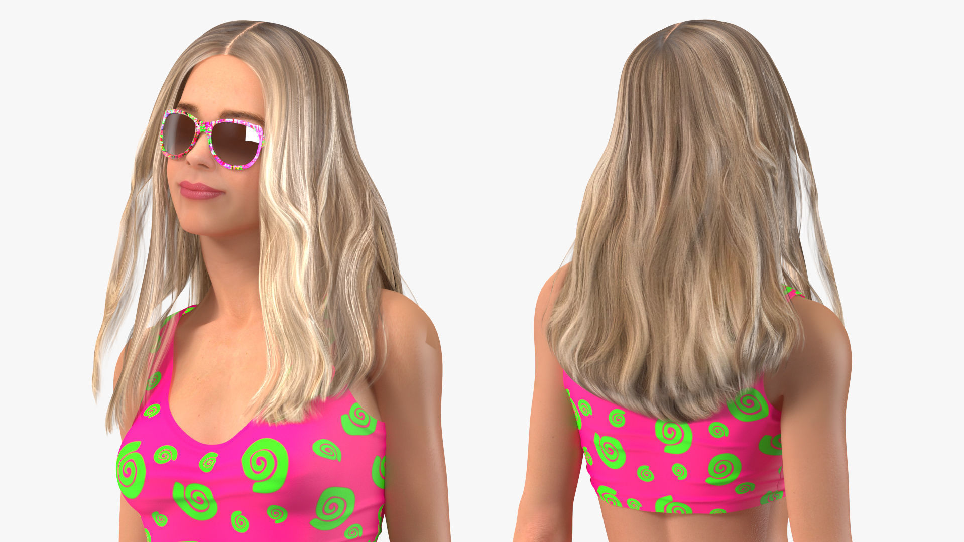 Teenage Girl Beach Outfits Rigged 3D model_17