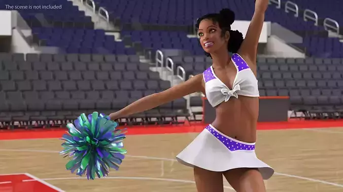 Teenage Light Skin Black Girl Cheerleader Rigged 3D model