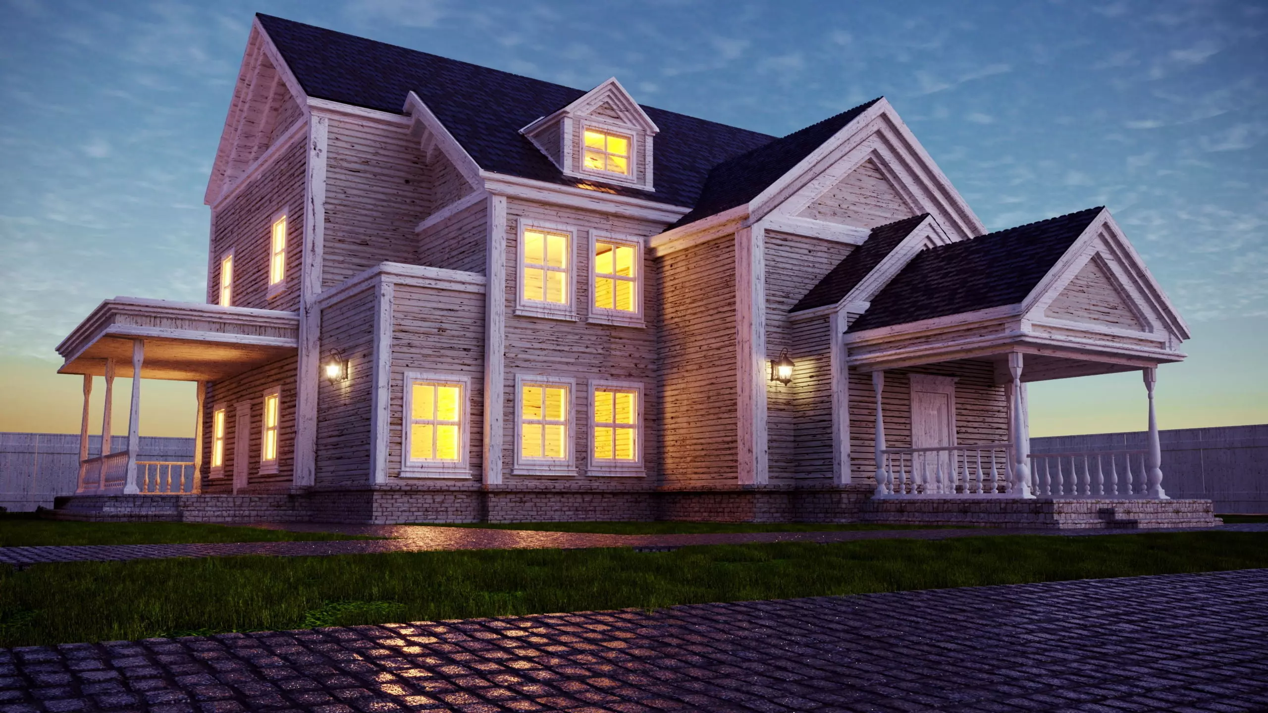 House - 3d model textured for exterior visualisations 3D model_0