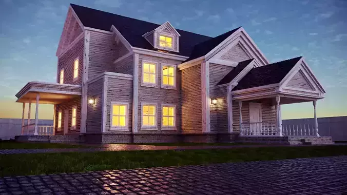 House - 3d model textured for exterior visualisations