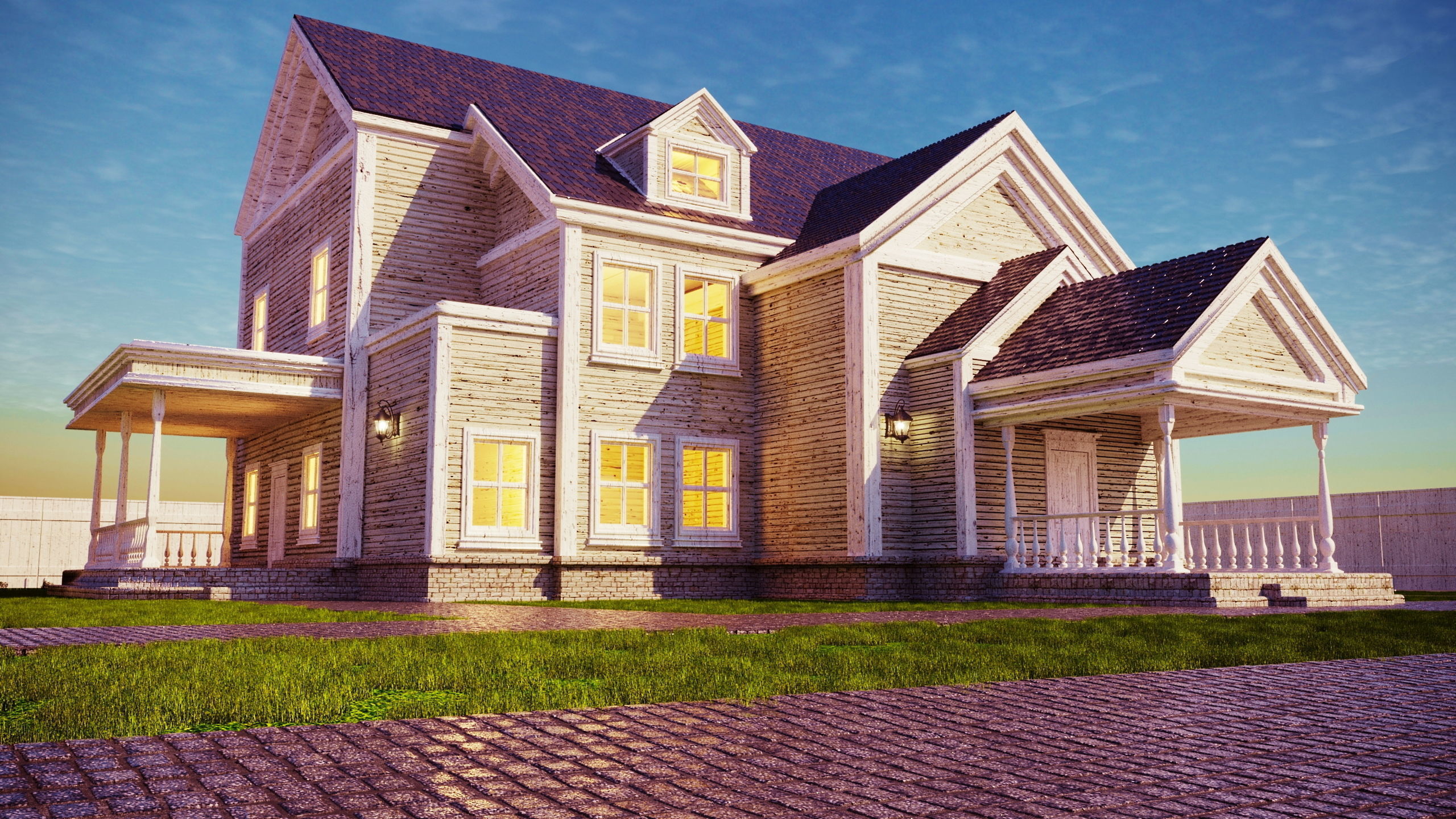 House - 3d model textured for exterior visualisations 3D model_3
