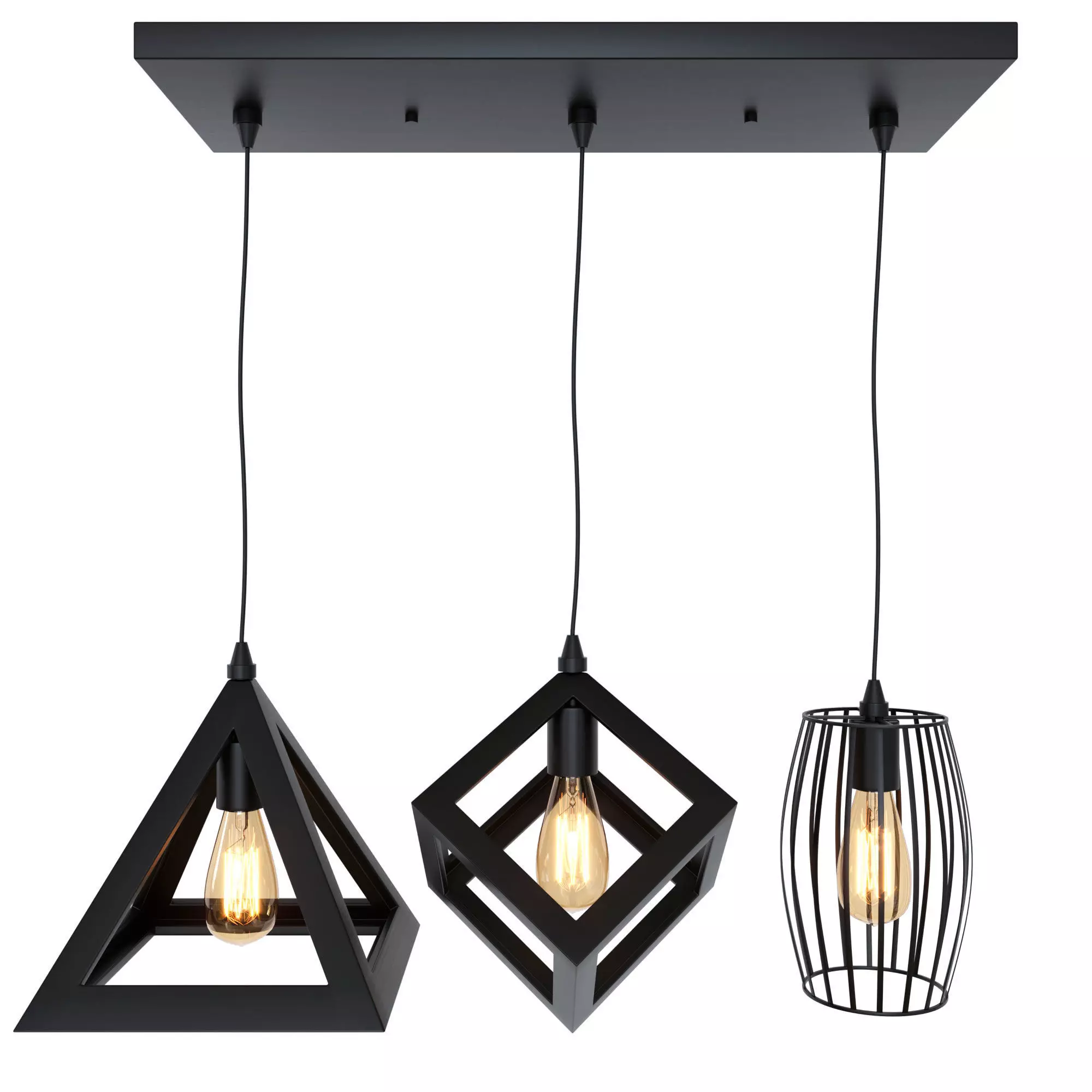 Modern Black Cage Pendant Lights 3D model