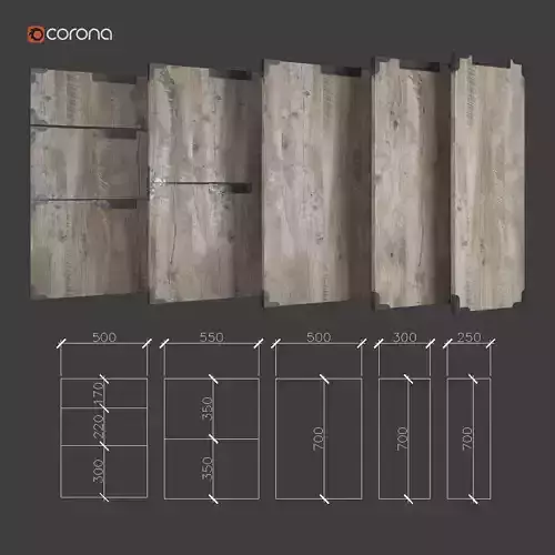 furniture facade with flush handle 3D model