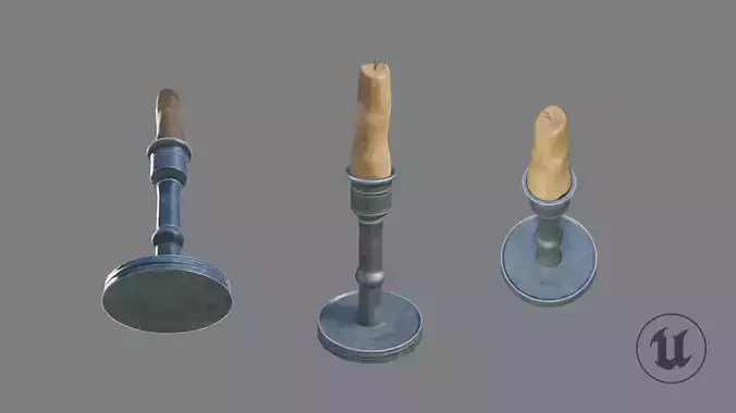 Medieval Tallow Candle Low-poly 3D model