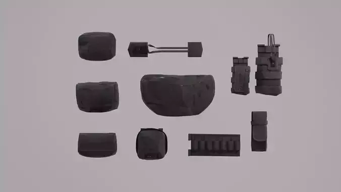 Tactical Pouches Kitbash - PBR Lowpoly Game ready