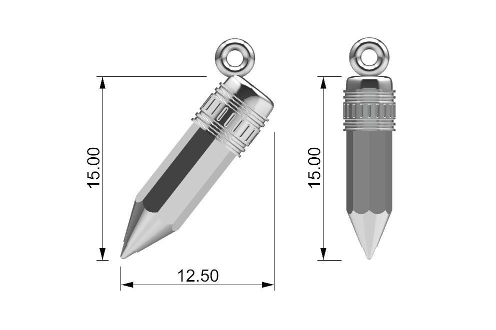 Pencil stub charm 3D print model_5
