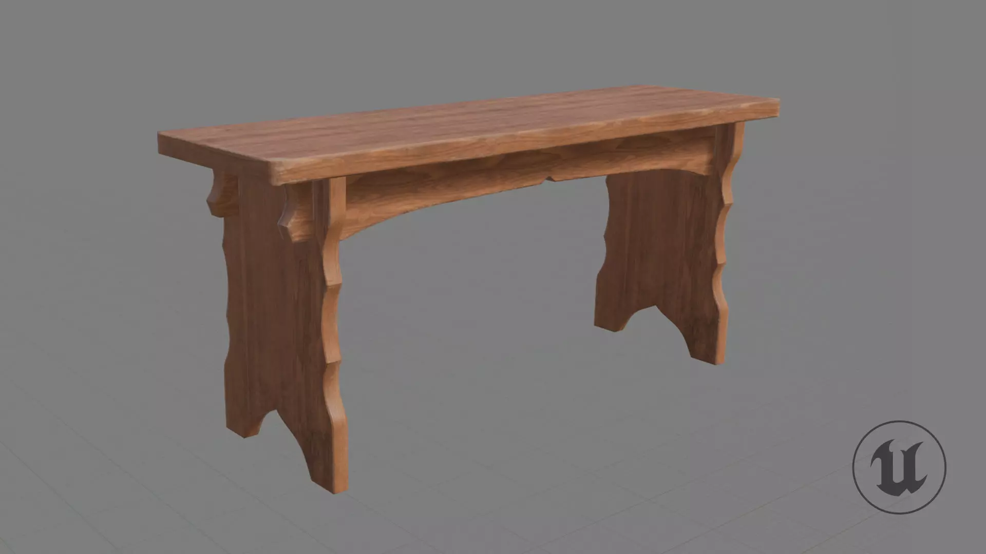 Medieval Bench Short Low-poly 3D model_0