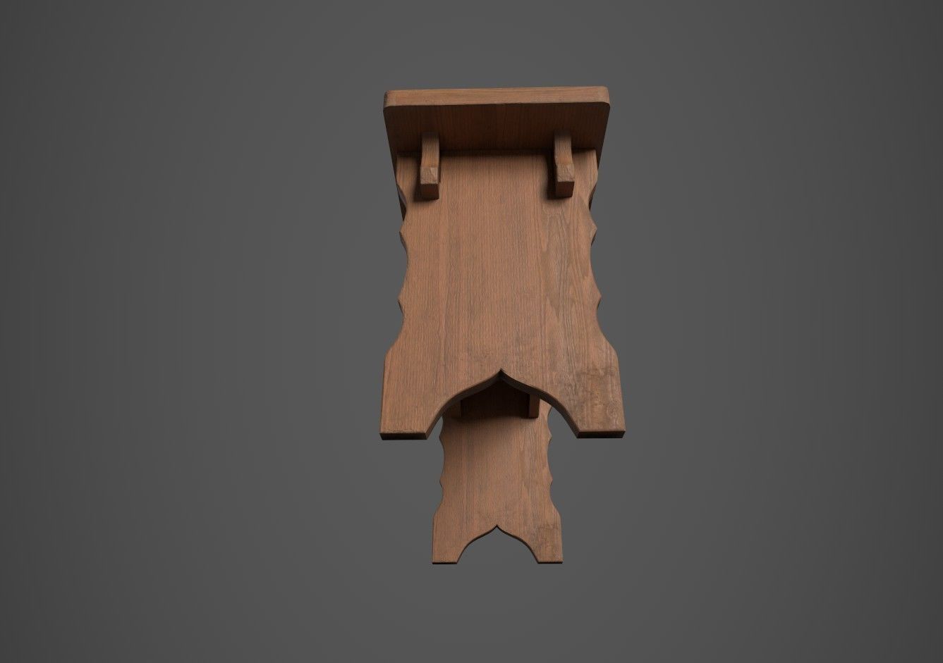 Medieval Bench Short Low-poly 3D model_4