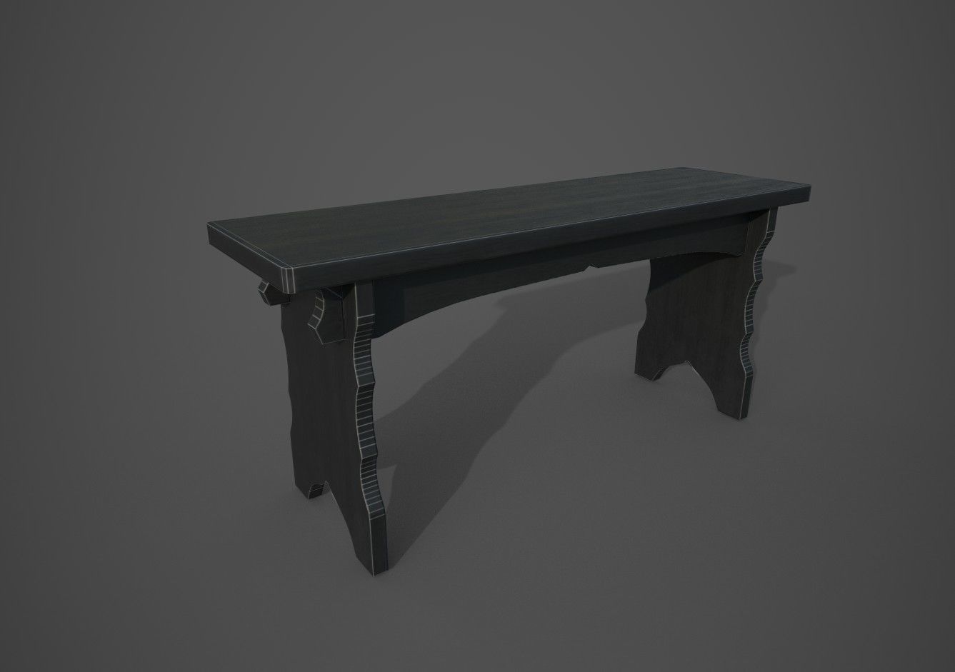 Medieval Bench Short Low-poly 3D model_10