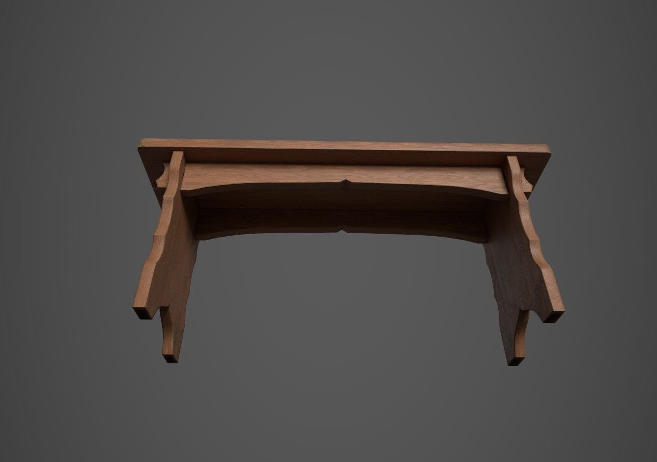 Medieval Bench Short Low-poly 3D model_5