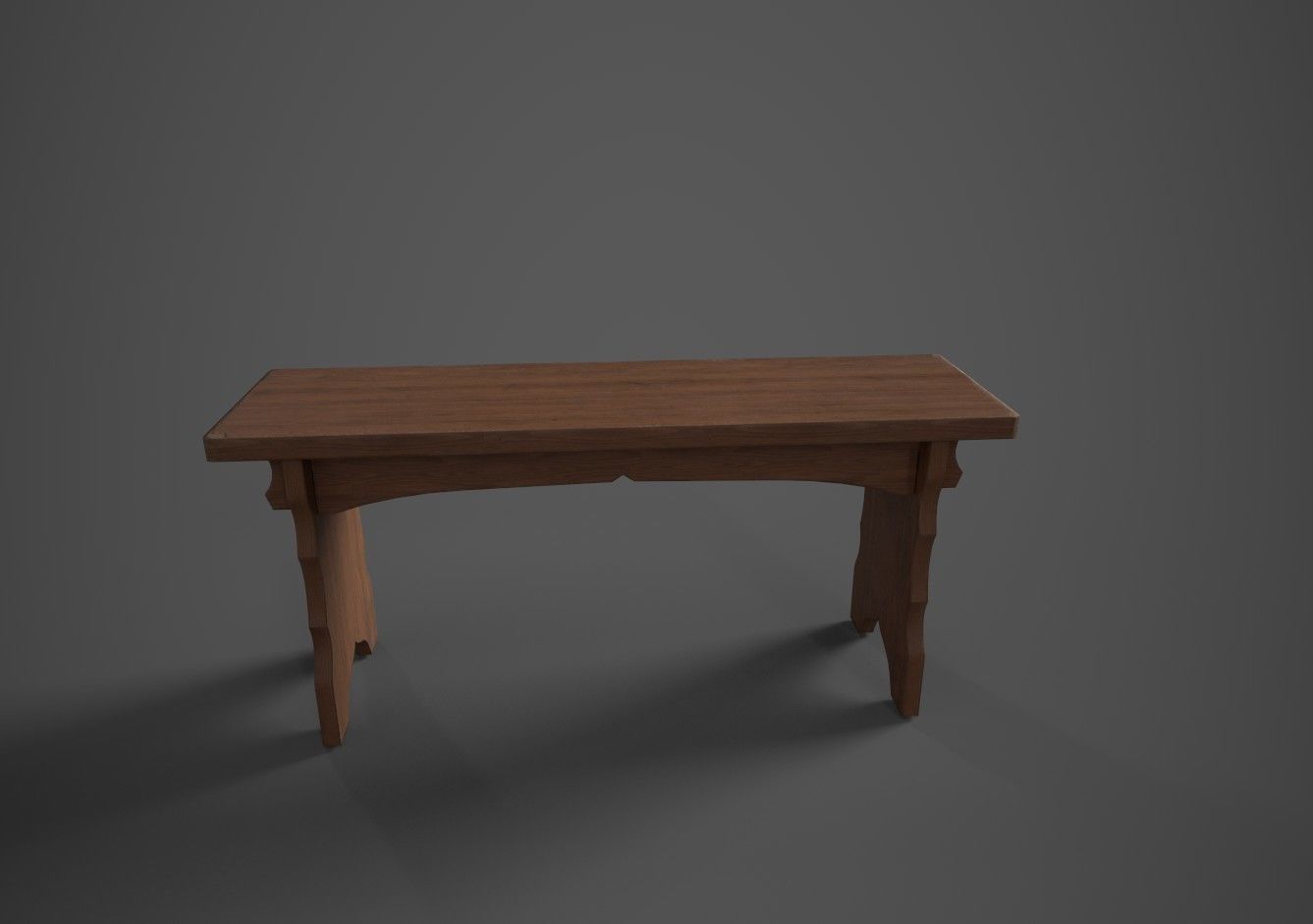 Medieval Bench Short Low-poly 3D model_2