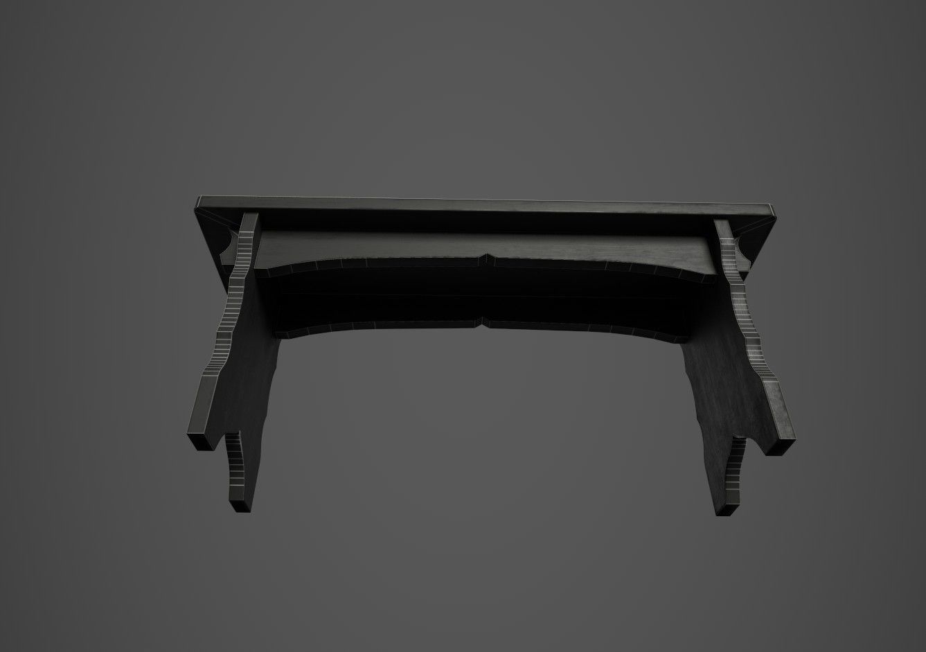 Medieval Bench Short Low-poly 3D model_12