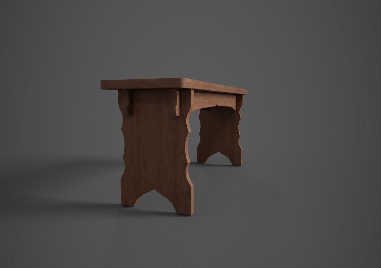 Medieval Bench Short Low-poly 3D model_1
