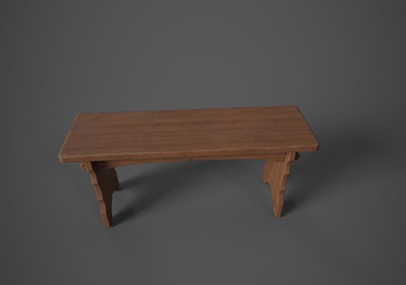Medieval Bench Short Low-poly 3D model_3