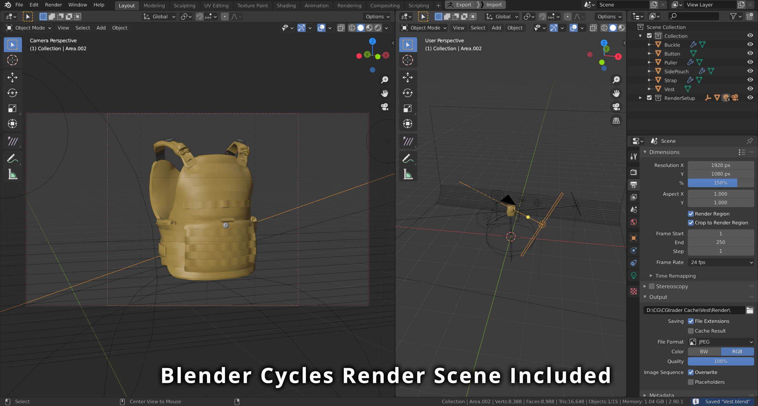 Tactical Bullet Proof Vest - PBR Lowpoly Game Ready Low-poly 3D model_9