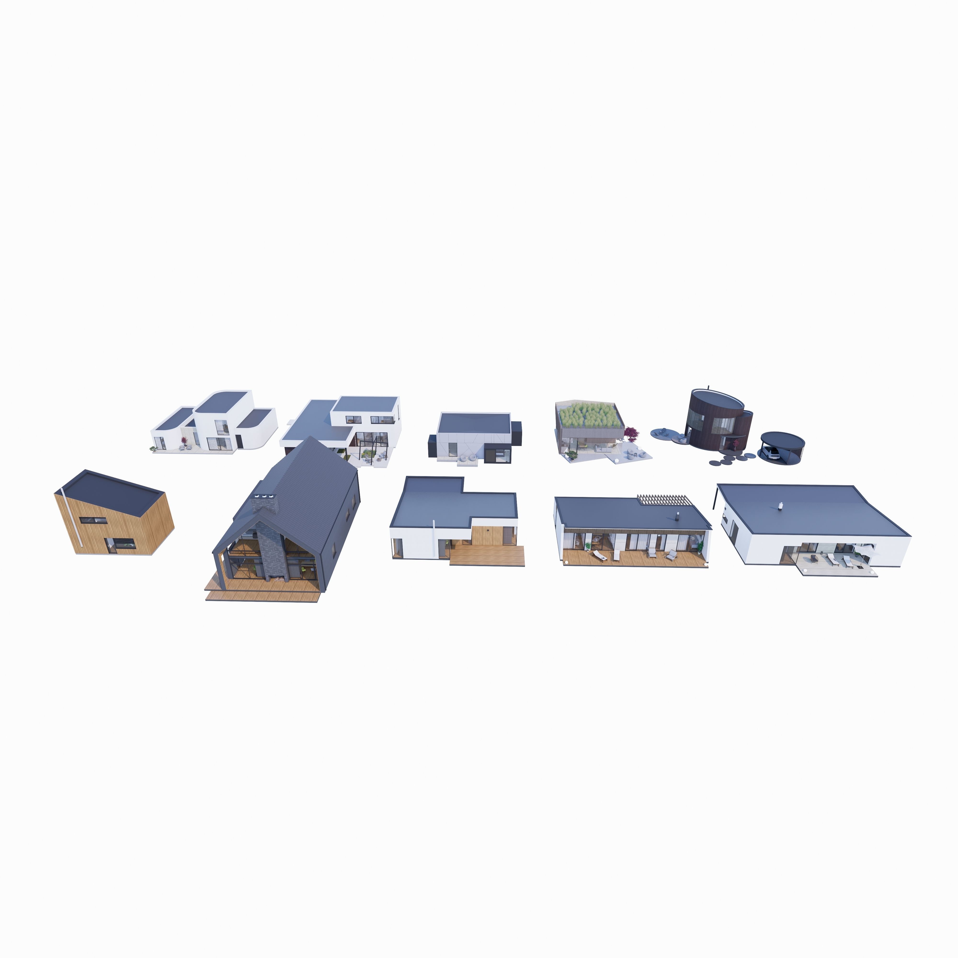 House Pack of 10 - Part 2  Low-poly 3D model_1