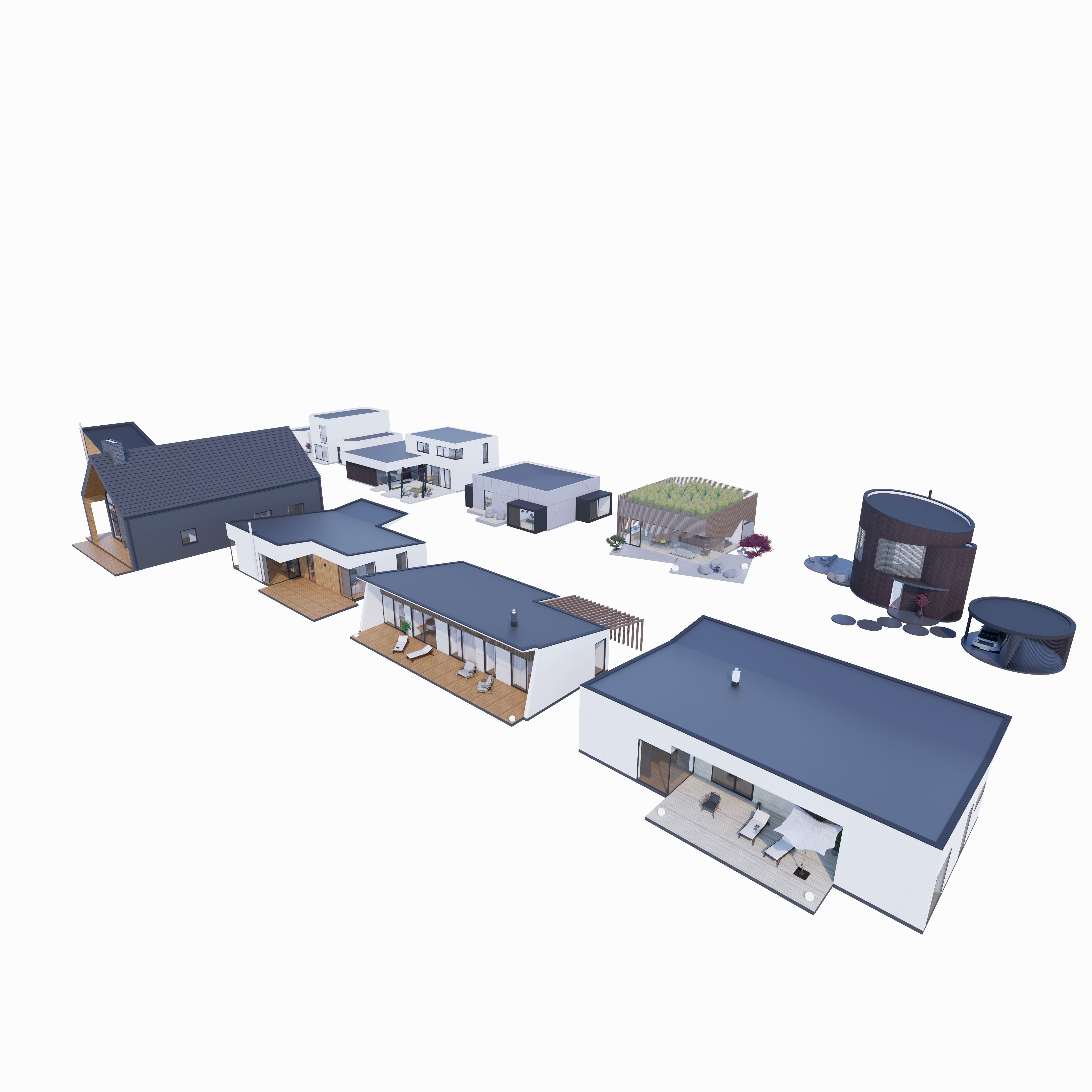 House Pack of 10 - Part 2  Low-poly 3D model_2