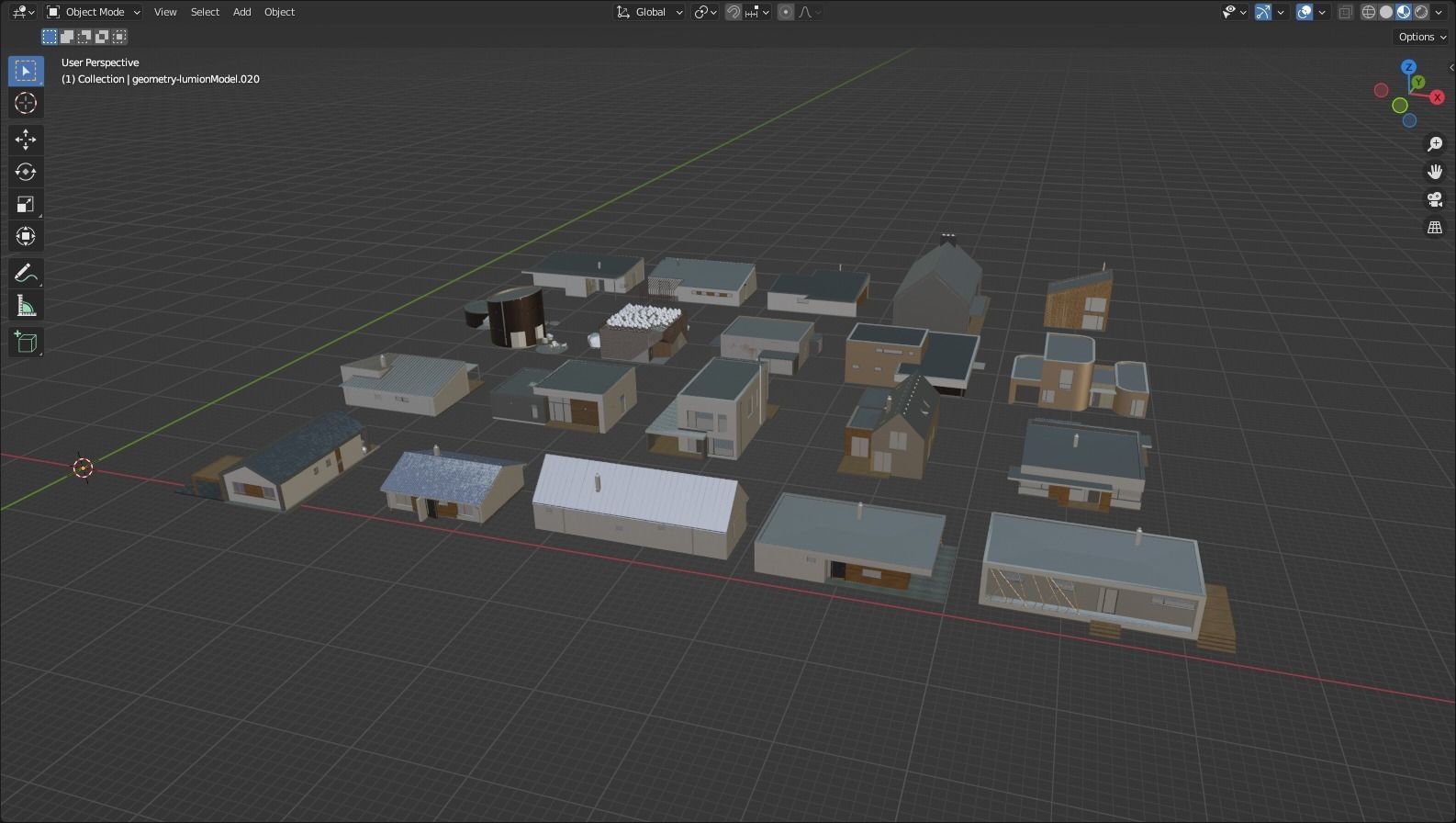 House Pack of 20 - created with Revit Family  Low-poly 3D model_9