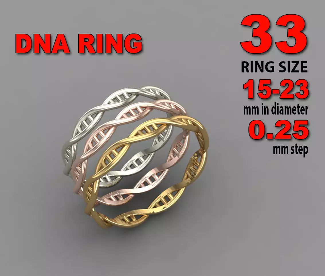 DNA ring 33 Set rings 3D print model