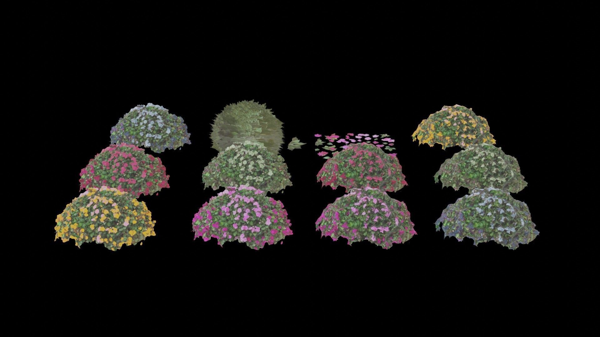 Flowers bush bundle - scanned Low-poly 3D model_20