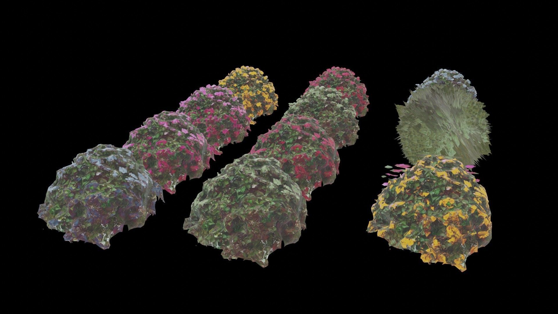 Flowers bush bundle - scanned Low-poly 3D model_33