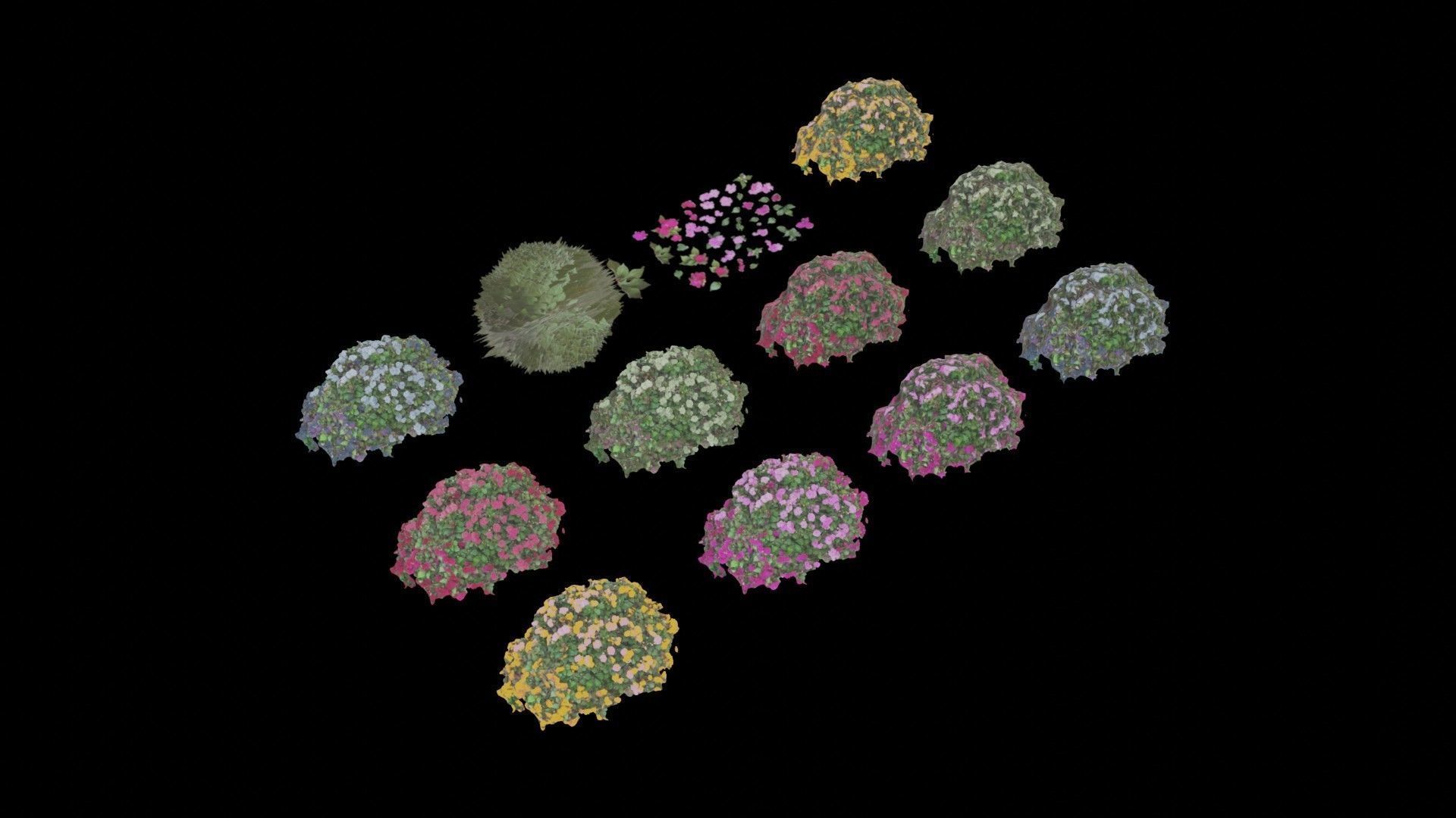 Flowers bush bundle - scanned Low-poly 3D model_26