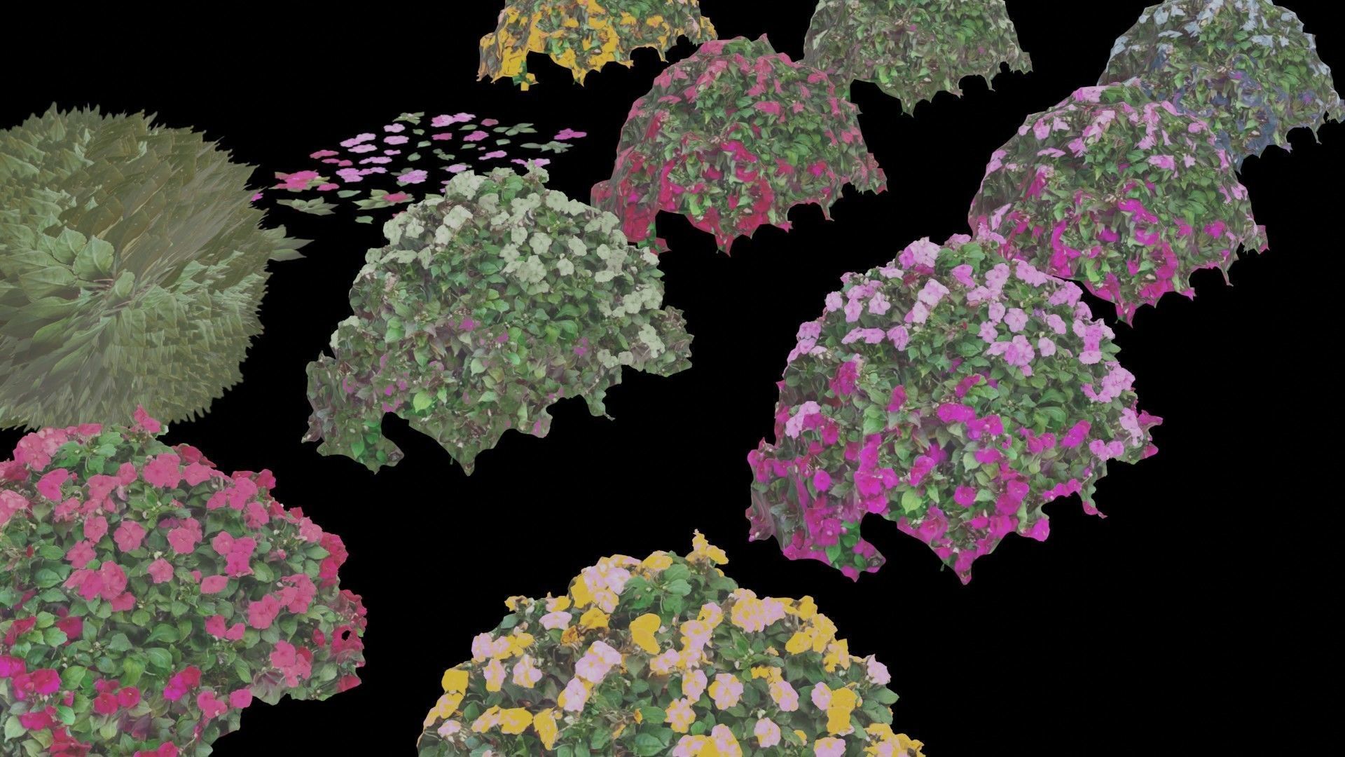 Flowers bush bundle - scanned Low-poly 3D model_15