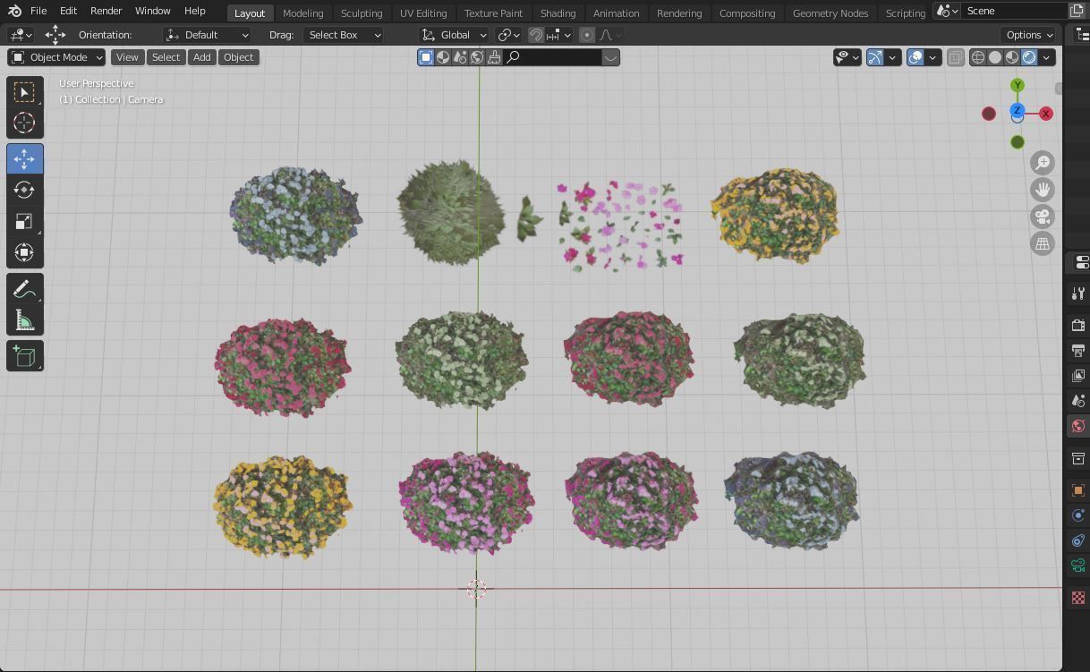 Flowers bush bundle - scanned Low-poly 3D model_12